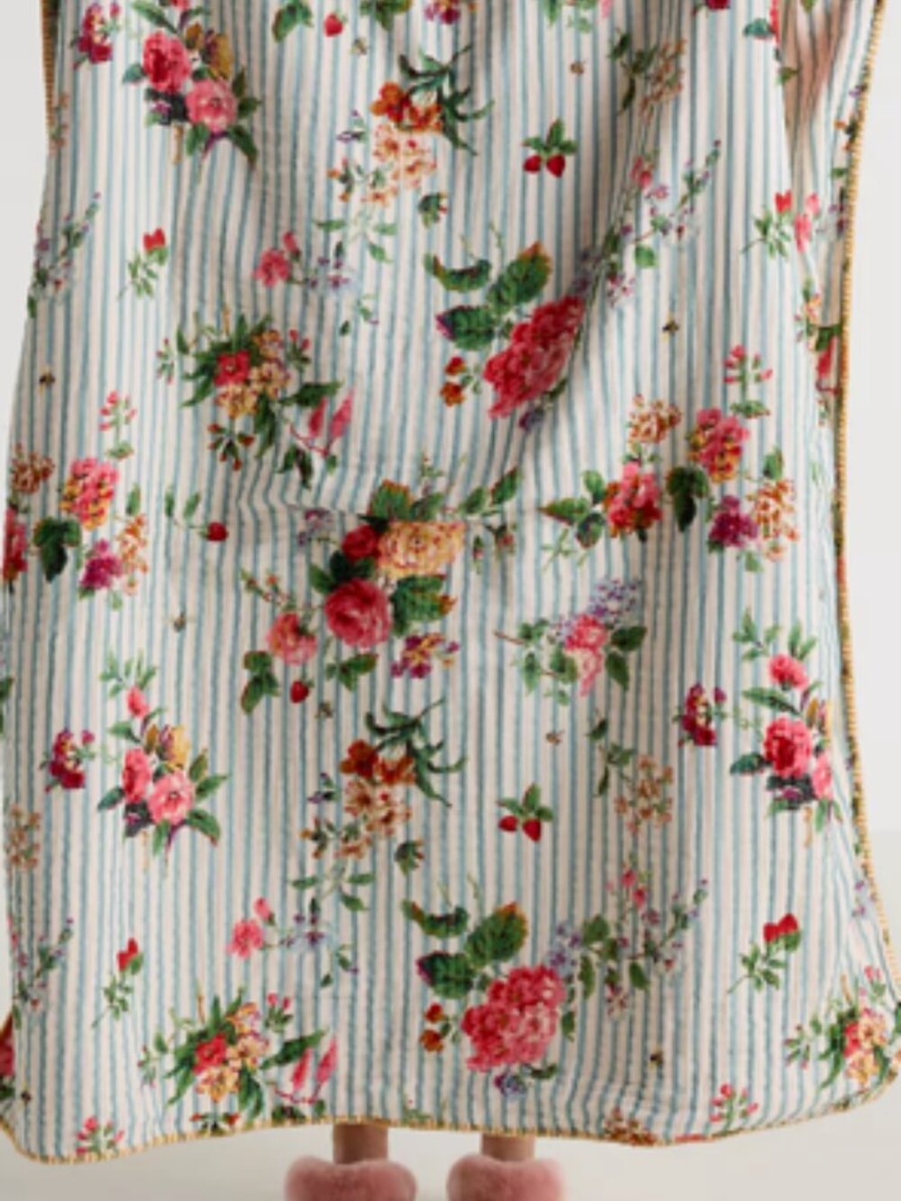 NWT Anthropologie Gauze Cotton/Sherpa Floral Printed Throw Blanket - Picture 11 of 14